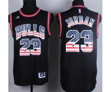 Chicago Bulls #23 Michael Jordan Revolution 30 Swingman 2014 USA Flag Fashion Black Jersey