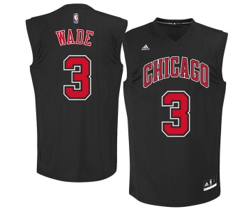 Chicago Bulls 3 Dwayne Wade Black Fashion Replica Jersey