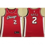 Men Chicago Bulls 2 Lonzo Ball 75th Anniversary Red Edition Swingman Stitched Basketball Jersey