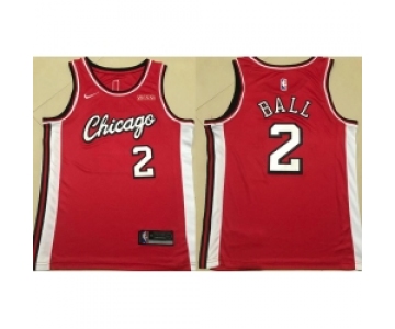 Men Chicago Bulls 2 Lonzo Ball 75th Anniversary Red Edition Swingman Stitched Basketball Jersey