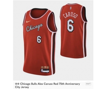 Men Chicago Bulls  #6 Alex Caruso 75th Anniversary Red Edition Swingman Stitched Basketball Jersey