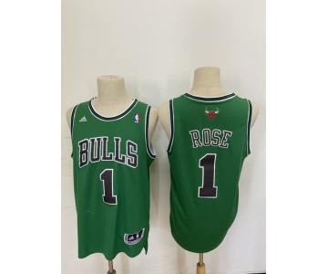 Men's Chicago Bulls #1 Derek Rose Revolution 30 Swingman Green Jersey