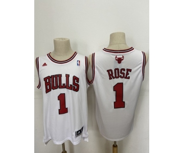 Men's Chicago Bulls #1 Derek Rose Revolution 30 Swingman White Jersey