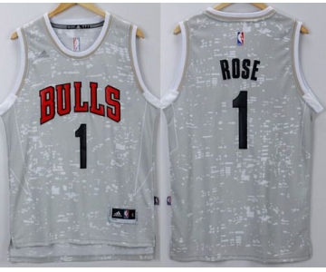 Men's Chicago Bulls #1 Derrick Rose Adidas 2015 Gray City Lights Swingman Jersey