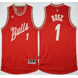 Men's Chicago Bulls #1 Derrick Rose Revolution 30 Swingman 2015 Christmas Day Red Jersey