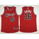 Men's Chicago Bulls #16 Pau Gasol Revolution 30 Swingman 2015-16 Retro Red Jersey