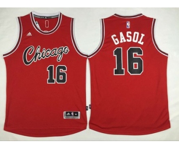 Men's Chicago Bulls #16 Pau Gasol Revolution 30 Swingman 2015-16 Retro Red Jersey