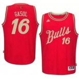 Men's Chicago Bulls #16 Pau Gasol Revolution 30 Swingman 2015 Christmas Day Red Jersey