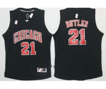 Men's Chicago Bulls #21 Jimmy Butler All Black With Red Stitched NBA Adidas Revolution 30 Swingman Jersey