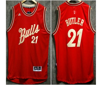 Men's Chicago Bulls #21 Jimmy Butler Revolution 30 Swingman 2015 Christmas Day Red Jersey