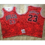 Men's Chicago Bulls #23 Michael Jordan 1996-97 Red Split Hardwood Classics Soul AU Throwback Jersey