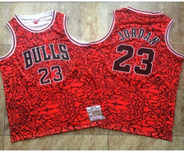 Men's Chicago Bulls #23 Michael Jordan 1996-97 Red Split Hardwood Classics Soul AU Throwback Jersey