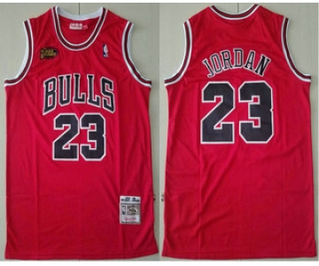 Men's Chicago Bulls #23 Michael Jordan 1997-98 Red Final Patch Hardwood Classics Soul Swingman Throwback Jersey