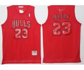 Men's Chicago Bulls #23 Michael Jordan All Red Hardwood Classics Soul Swingman Throwback Jersey