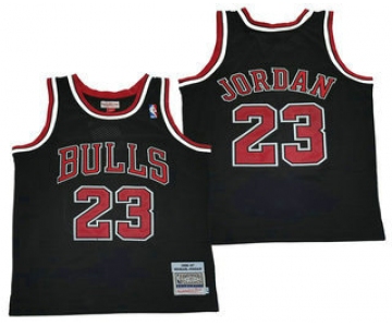 Men's Chicago Bulls #23 Michael Jordan Black 1996-97 Hardwood Classics Soul AU Throwback Jersey