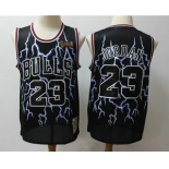 Men's Chicago Bulls #23 Michael Jordan Black Hardwood Classics Throwback Limited Jersey