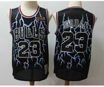 Men's Chicago Bulls #23 Michael Jordan Black Hardwood Classics Throwback Limited Jersey