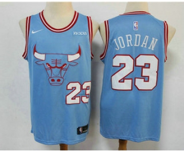 Men's Chicago Bulls #23 Michael Jordan Blue 2020 City Edition NBA Swingman Jersey With The Sponsor Logo