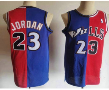 Men's Chicago Bulls #23 Michael Jordan Blue Red Two Tone Stitched Hardwood Classic Swingman Jerseys