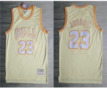 Men's Chicago Bulls #23 Michael Jordan Gold Hardwood Classics Soul Throwback Limited Jersey