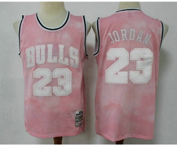 Men's Chicago Bulls #23 Michael Jordan Pink Hardwood Classics Soul Swingman Throwback Jersey