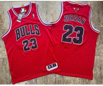 Men's Chicago Bulls #23 Michael Jordan Red With Bulls AU Jersey