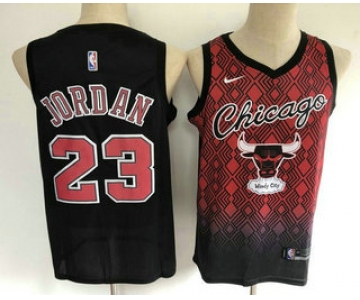 Men's Chicago Bulls #23 Michael Jordan Red with Black Salute Nike Swingman Stitched NBA Jersey