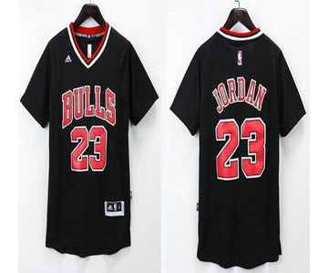 Men's Chicago Bulls #23 Michael Jordan Revolution 30 Swingman 2014 New Black Short-Sleeved Jersey With Bulls Style