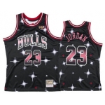 Men's Chicago Bulls #23 Michael Jordan Starry Black Hardwood Classics Soul Swingman Throwback Jersey