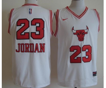 Men's Chicago Bulls #23 Michael Jordan White Bull Head Fashion Stitched NBA Nike Swingman Jersey