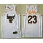 Men's Chicago Bulls #23 Michael Jordan White Golden Nike Swingman Stitched NBA Jersey