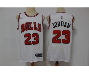 Men's Chicago Bulls #23 Michael Jordan White Nike 75th Anniversary Diamond 2021 Stitched Jersey