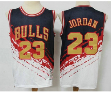 Men's Chicago Bulls #23 Michael Jordan White With Black Independence Day 1997-98 Hardwood Classics Soul Swingman Throwback Jersey