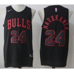 Men's Chicago Bulls #24 Lauri Markkanen All Black 2017-2018 Nike Swingman Stitched NBA Jersey