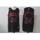 Men's Chicago Bulls #24 Lauri Markkanen All Black 2017-2018 Nike Swingman Stitched NBA Jersey