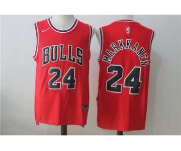 Men's Chicago Bulls #24 Lauri Markkanen Red 2017-2018 Nike Swingman Stitched NBA Jersey