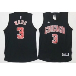 Men's Chicago Bulls #3 Dwyane Wade All Black With Red Stitched NBA Adidas Revolution 30 Swingman Jersey