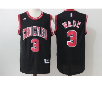 Men's Chicago Bulls #3 Dwyane Wade Black White Revolution 30 Swingman Adidas Basketball Jersey