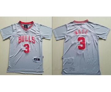 Men's Chicago Bulls #3 Dwyane Wade Gray Short-Sleeved Stitched NBA Adidas Revolution 30 Swingman Jersey