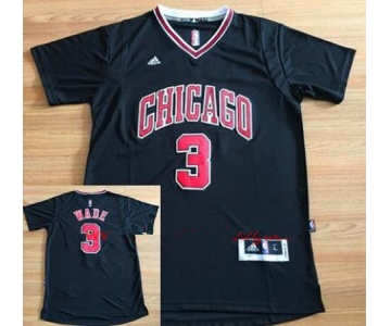 Men's Chicago Bulls #3 Dwyane Wade New Black Short-Sleeved Stitched NBA Adidas Swingman Jersey