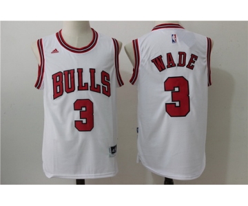 Men's Chicago Bulls #3 Dwyane Wade White Revolution 30 Swingman Adidas Basketball Jersey