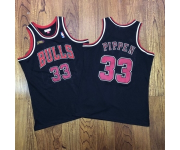 Men's Chicago Bulls #33 Scottie Pippen 1997-98 Red Champions Patch Hardwood Classics Soul AU Throwback Jersey