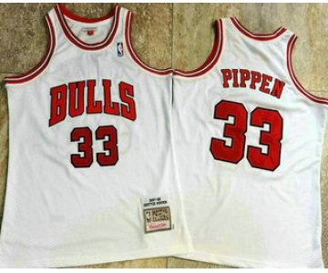 Men's Chicago Bulls #33 Scottie Pippen 1997-98 White Hardwood Classics Soul AU Throwback Jersey