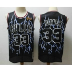 Men's Chicago Bulls #33 Scottie Pippen Black Lightning Hardwood Classics Soul Swingman Throwback Jersey