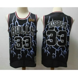 Men's Chicago Bulls #33 Scottie Pippen Black Lightning Hardwood Classics Soul Swingman Throwback Jersey