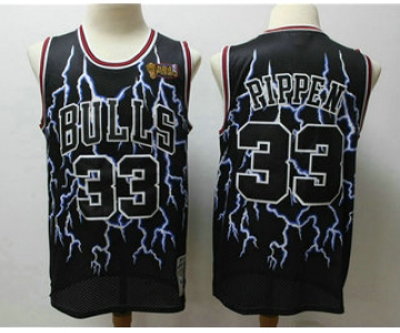 Men's Chicago Bulls #33 Scottie Pippen Black Lightning Hardwood Classics Soul Swingman Throwback Jersey