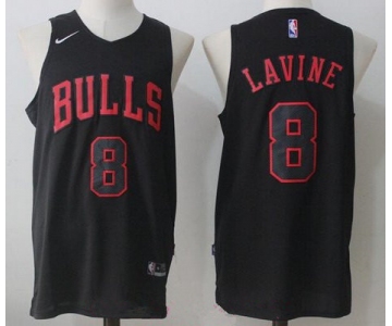 Men's Chicago Bulls #8 Zach LaVine All Black 2017-2018 Nike Swingman Stitched NBA Jersey