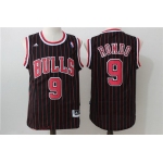 Men's Chicago Bulls #9 Rajon Rondo Black Pinstripe Adidas Revolution 30 Swingman Stitched NBA Jersey