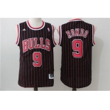 Men's Chicago Bulls #9 Rajon Rondo Black Pinstripe Adidas Revolution 30 Swingman Stitched NBA Jersey