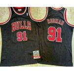 Men's Chicago Bulls #91 Dennis Rodman 1997-98 Black Hardwood Classics Soul AU Throwback Jersey